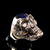 Sterling silver Biker ring 1 % Tattoo Outlaw Skull with Blue enamel high polished 925 silver men's ring