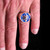 Sterling silver ring Skull on Hexagram Occult Star symbol with Blue enamel high polished 925 silver