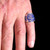 Sterling silver ancient Aztec symbol ring Maya Inca Fish hieroglyph with Blue enamel high polished 925 silver