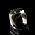 Sterling silver Wicca ring 7 Pointed Fairy Elven Star Heptagram on Green enamel dome high polished 925 silver