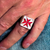 Sterling silver ring Maltese Cross in Red enamel Malta Crusaders Medieval symbol high polished 925 silver men's ring