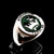 Sterling silver ring Knights Templar Cross and Crown Crusader coat of arms with Green enamel high polished 925 silver men's ring