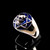 Sterling silver ring Hexagram Skull Occult Star symbol on Blue enamel dome high polished 925 silver