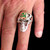 Sterling silver Skull ring Hammer and Sickle Communist symbol in Green enamel on Grinning Skull high polished 925 silver