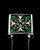 Sterling silver Assassin symbol ring Cross with Green enamel high polished 925 silver