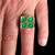 Sterling silver Assassin symbol ring Cross with Green enamel high polished 925 silver