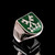 Sterling silver ring Medieval Skeleton Keys on Green enamel Shield high polished 925 silver men's ring