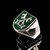 Sterling silver ring Medieval Skeleton Keys on Green enamel Shield high polished 925 silver men's ring