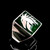 Sterling silver Chess symbol ring The Knight Horse with Green enamel high polished 925 silver men's ring