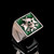 Sterling silver medieval ring Maltese cross and Skull on Green enamel high polished 925 silver men's ring