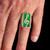Sterling silver Music symbol ring Clef note on Green enamel high polished 925 silver men's ring