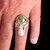 Sterling silver men's ring Eye of Ra ancient Egypt symbol Horus in Green enamel on Grinning Skull high polished 925 silver