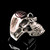 Sterling silver Skull ring Royal Masonic Arch Triple Tau Freemason symbol on Grinning Skull with Red enamel high polished 925 silver
