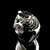 Sterling silver men's Animal ring Vicious Tiger with Green enamel high polished 925 silver