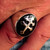 Sterling silver ring Lorraine Cross France Heraldic symbol on Black enamel oval dome high polished 925 silver