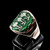 Sterling silver English Flag ring 3 Lions coat of arms England on Green enamel Shield high polished 925 silver