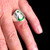 Sterling silver initial ring Arabic letter Nun Nuun Nonou Thaana symbol with Green enamel high polished 925 silver