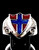 Sterling silver Norwegian flag ring Norway on medieval Dragon shield with Red and Blue enamel high polished 925 silver