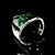 Sterling silver ring Medieval Halberds crossed Battle Axes in Green enamel high polished 925 silver
