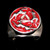 Sterling silver ring 3 Hares in Circle The Tinners Rabbits Celtic Triskelion with Red enamel high polished 925 silver