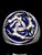 Sterling silver ring 3 Hares in Circle The Tinners Rabbits Celtic Triskelion with Blue enamel high polished 925 silver