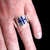 Sterling silver band ring Jerusalem cross Knights Templar symbol in Blue enamel