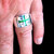 Sterling silver band ring Jerusalem cross Knights Templar symbol in Green enamel