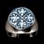 Sterling silver Fleur de Lis ring French Lily Flowers with Blue enamel high polished 925 silver