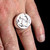 Sterling silver ring Three Hares The Tinners Rabbits Celtic Triskelion with White enamel high polished 925 silver