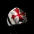 Sterling silver Occitan Cross ring Medieval France Heraldic symbol with Red enamel high polished 925 silver