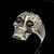 Sterling silver Biker ring Flaming Skull Ghost Rider with 2 Red CZ Eyes high polished 925 silver