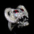 Sterling silver Biker ring Ram Horned Devil Skull with 2 Red CZ Eyes 925 silver