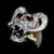 Sterling silver Biker ring Ram Horned Devil Skull with 2 Red CZ Eyes 925 silver
