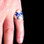 Sterling silver ring Medieval Halberds crossed Battle Axes in Blue enamel high polished 925 silver