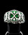 Sterling silver ring Medieval calligraphy letter X Cross with Green enamel high polished 925 silver