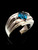 Classic silver men's ring with princess cut Blue CZ high polished 925 silver