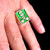 Sterling silver men's ring Hard rock Skull on Crossed Guitars with Green enamel high polished 925 silver
