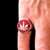 Sterling silver signet ring Plant leaf with Red enamel high polished 925 silver