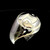 Dome shaped Sterling silver ring Cancer Zodiac with White enamel high polished 925 silver