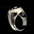 Dome shaped Sterling silver ring Cancer Zodiac with White enamel high polished 925 silver