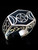 Sterling silver Wicca ring Triple Moon Pentagram Celtic Pagan symbol Occult Star with Black enamel