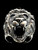 Sterling silver animal ring Roaring Lion with Two Blue Sapphire Gemstone Eyes high polished 925 silver