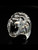 Sterling silver animal ring Roaring Lion with Two Blue Sapphire Gemstone Eyes high polished 925 silver