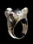 Sterling silver ring Lioness with 2 Red CZ Eyes high polished 925 silver