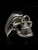 Sterling silver Biker ring One percent on Grinning Skull with black enamel