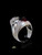 Sterling silver Biker ring one percent on Grinning Skull with Red enamel