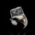 Antiqued Sterling silver men's Biker ring One percent symbol 1% diamond shape high polished 925 silver