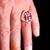 Sterling silver Biker ring one percent symbol on Red enamel high polished 925 silver