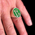 Sterling silver Biker ring one percent symbol on Green enamel high polished 925 silver