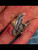 Sterling silver men's ring Big Eagle with swooping spread Wings antiqued